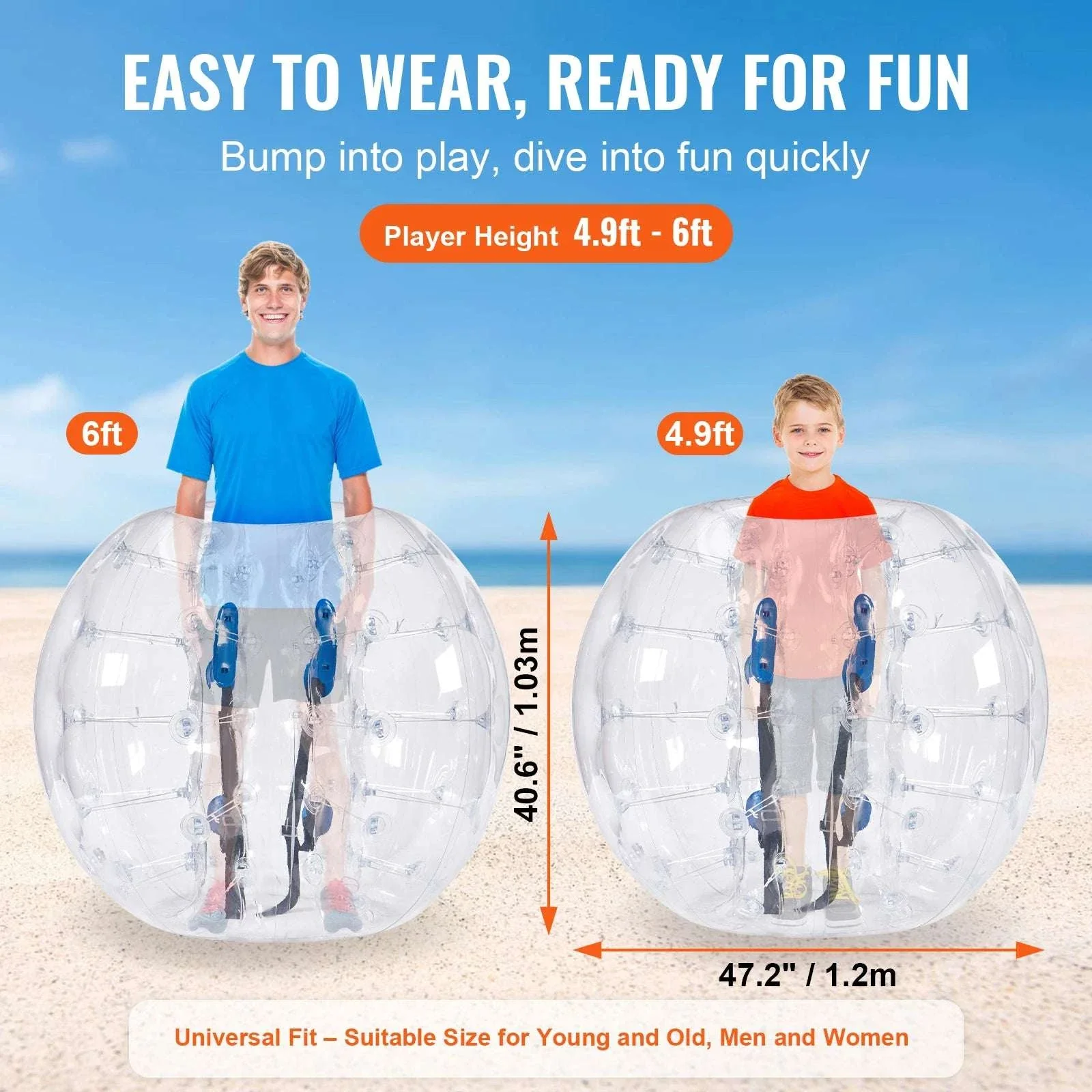 4FT Inflatable Bumper Ball Zorb for Kids & Teens PVC Body Ball - Image 5
