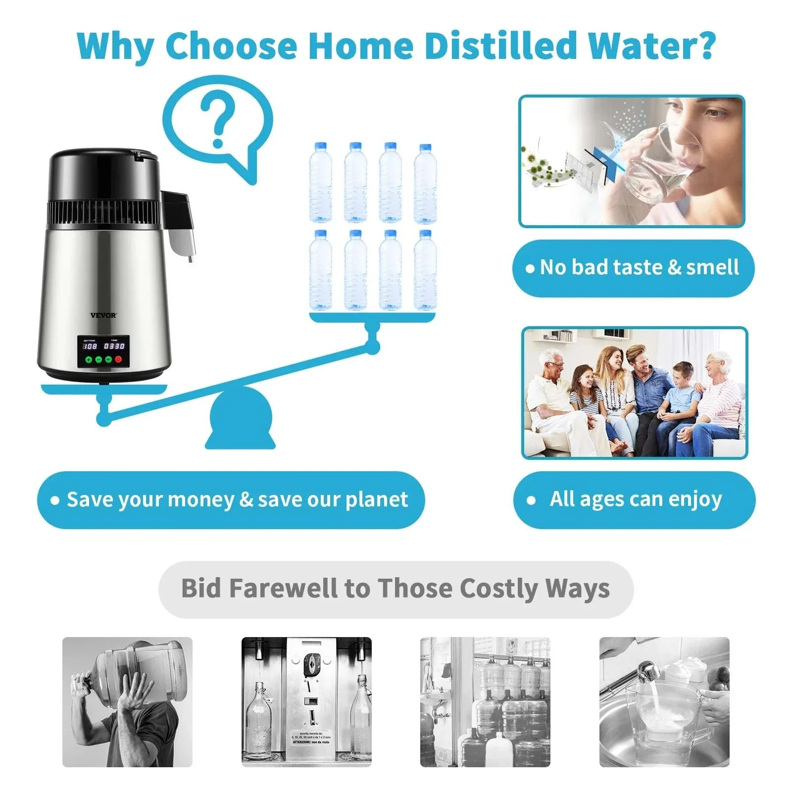 4L Countertop Water Distiller with 5-Stage Filtration & Touch Control - Image 5