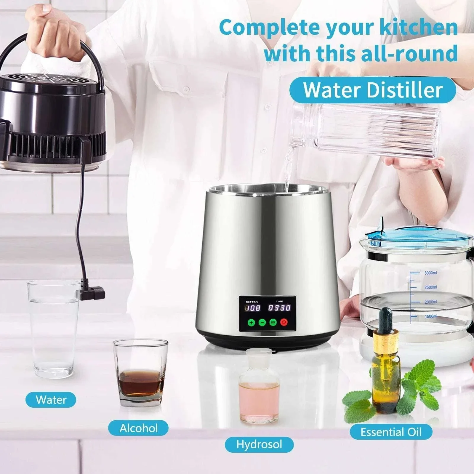 4L Home Water Distiller with Glass Carafe & Touch Display - Image 6