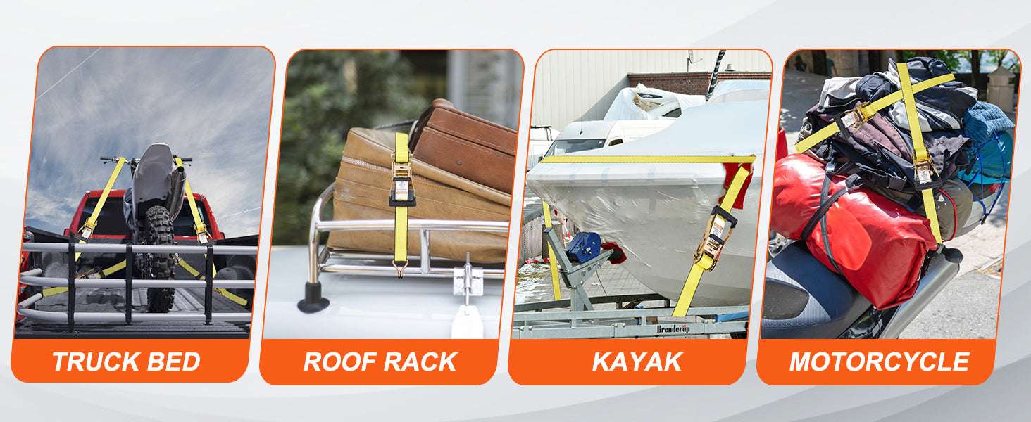 4-Pack Ratchet Tie Down Straps with J-Hooks for Cargo & Transport - Image 12