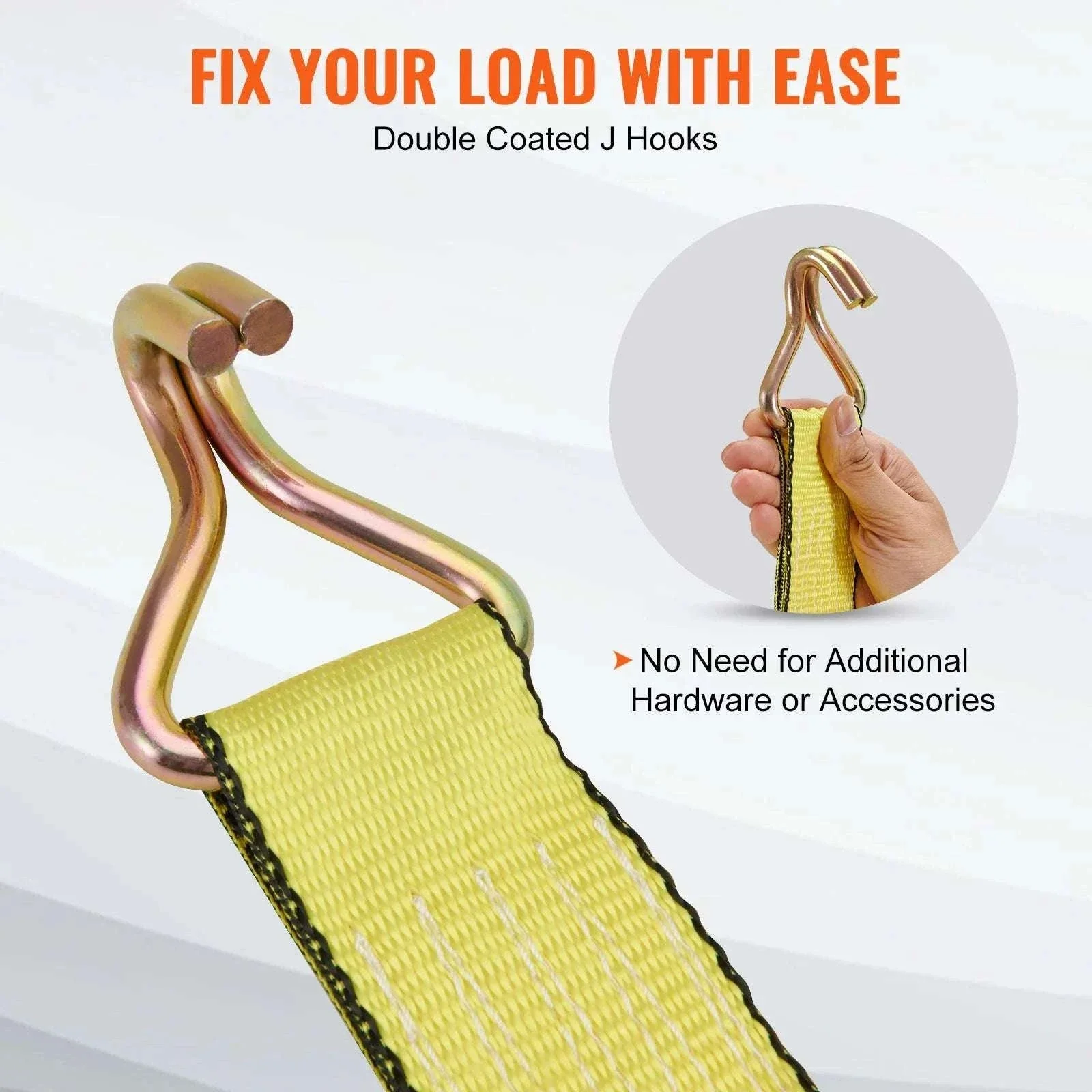 4-Pack Ratchet Tie Down Straps with J-Hooks for Cargo & Transport - Image 4