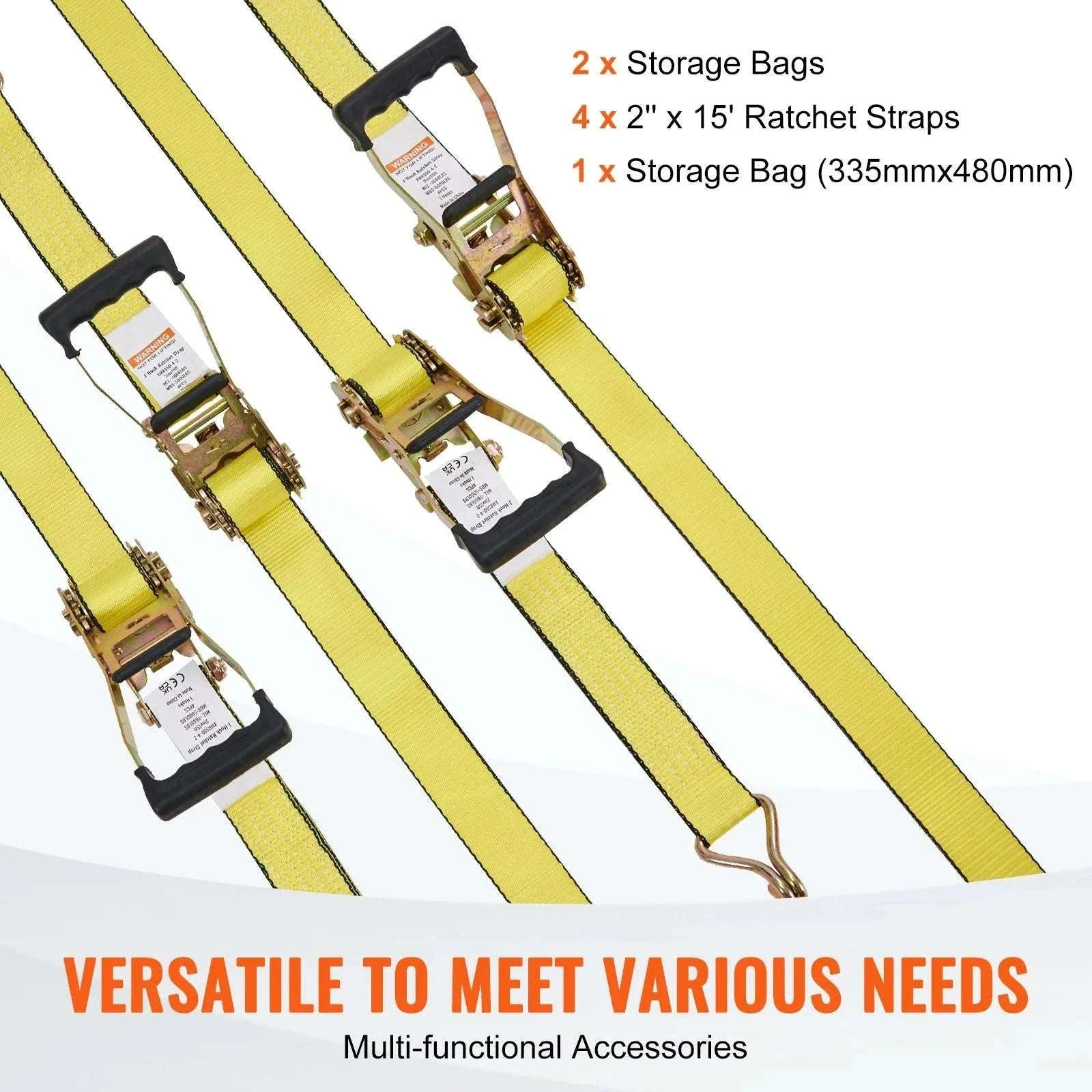 4-Pack Ratchet Tie Down Straps with J-Hooks for Cargo & Transport - Image 5