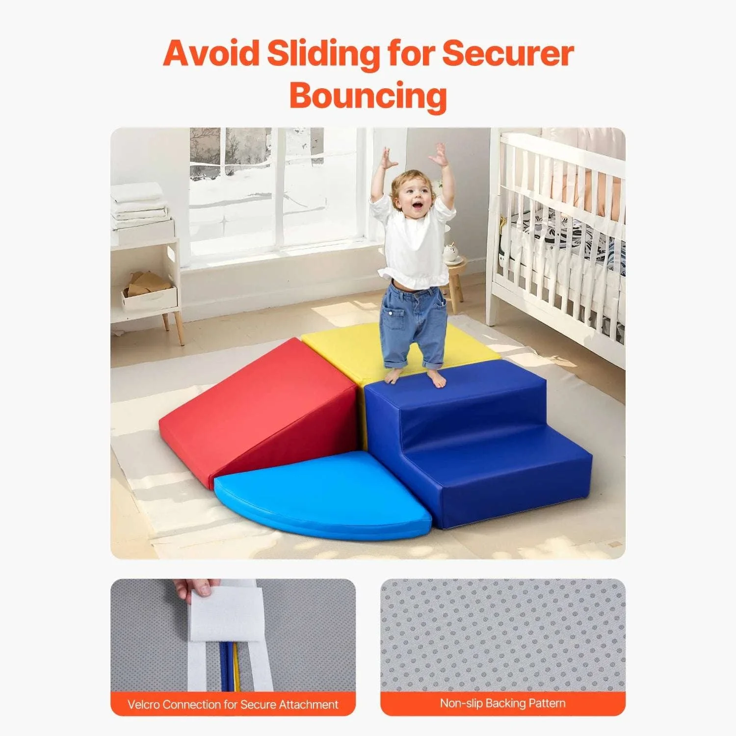 4-Piece Kids Foam Climbing Blocks Indoor Playset for Crawling & Sliding - Image 5