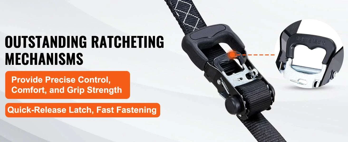 4PCS Ratchet Tie Down Straps with Hooks for Cargo & Motorcycle - Image 10