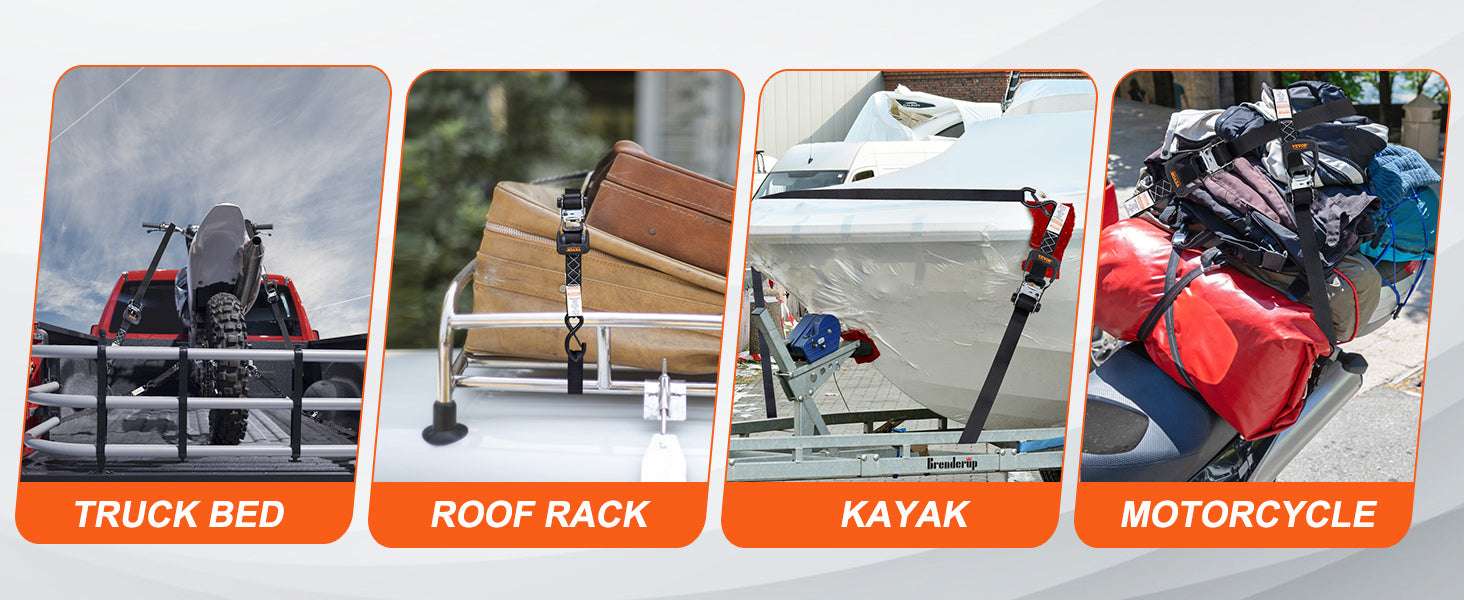 4PCS Ratchet Tie Down Straps with Hooks for Cargo & Motorcycle - Image 12