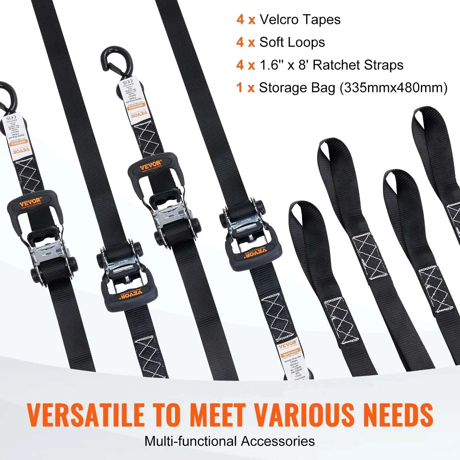 4PCS Ratchet Tie Down Straps with Hooks for Cargo & Motorcycle - Image 5