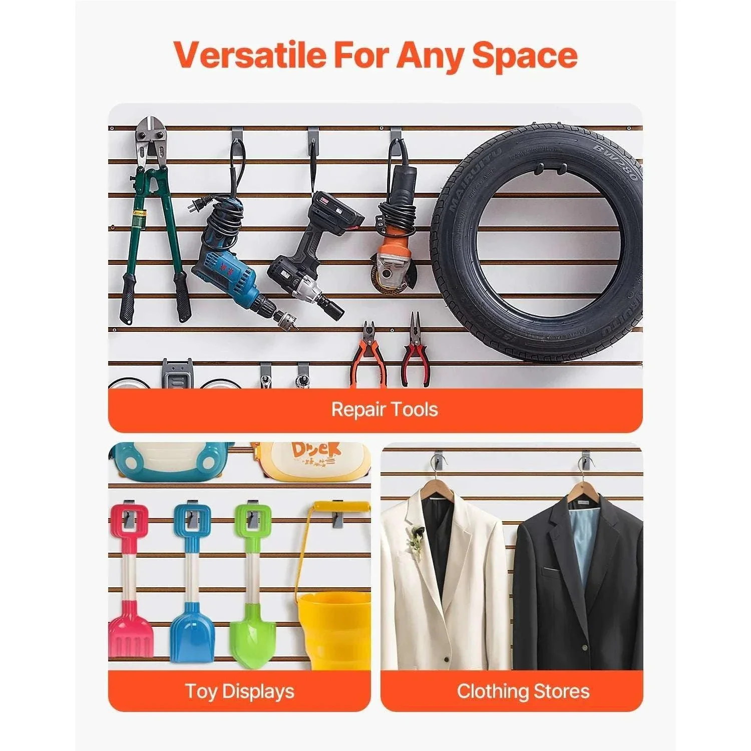 4x4 Ft Slatwall Panel MDF Modular Garage Storage Wall System - Image 5