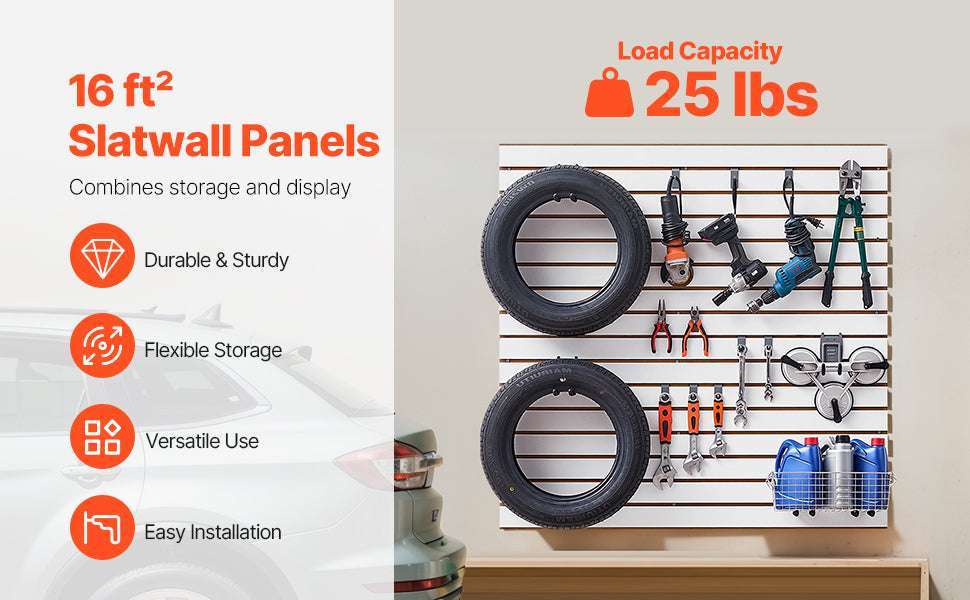4x4 Ft Slatwall Panel MDF Modular Garage Storage Wall System - Image 8