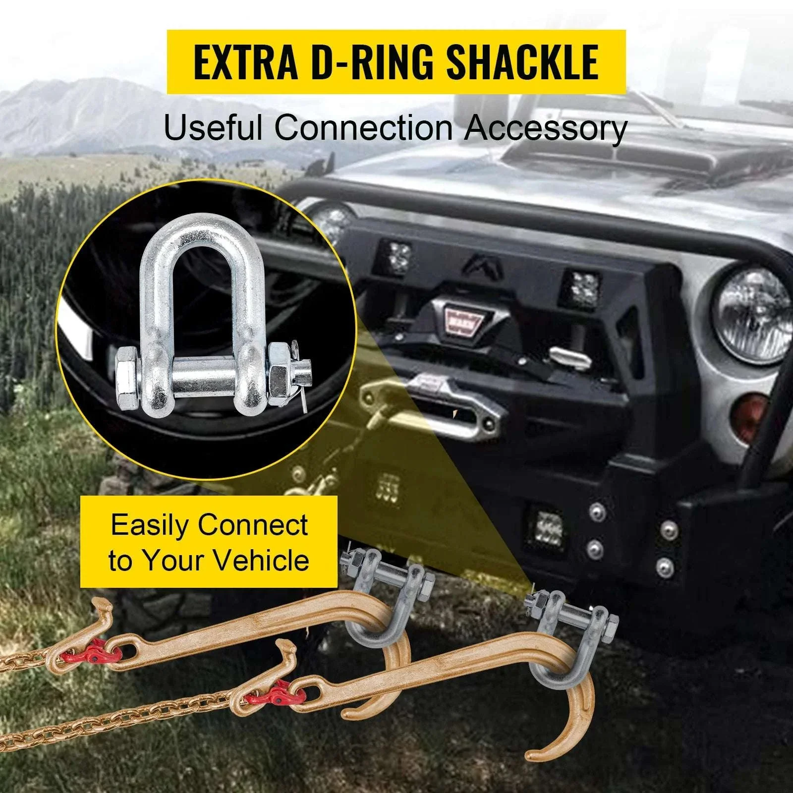 G80 V-Bridle Tow Chain 5/16" x 2 ft with J & T Hooks - Image 13