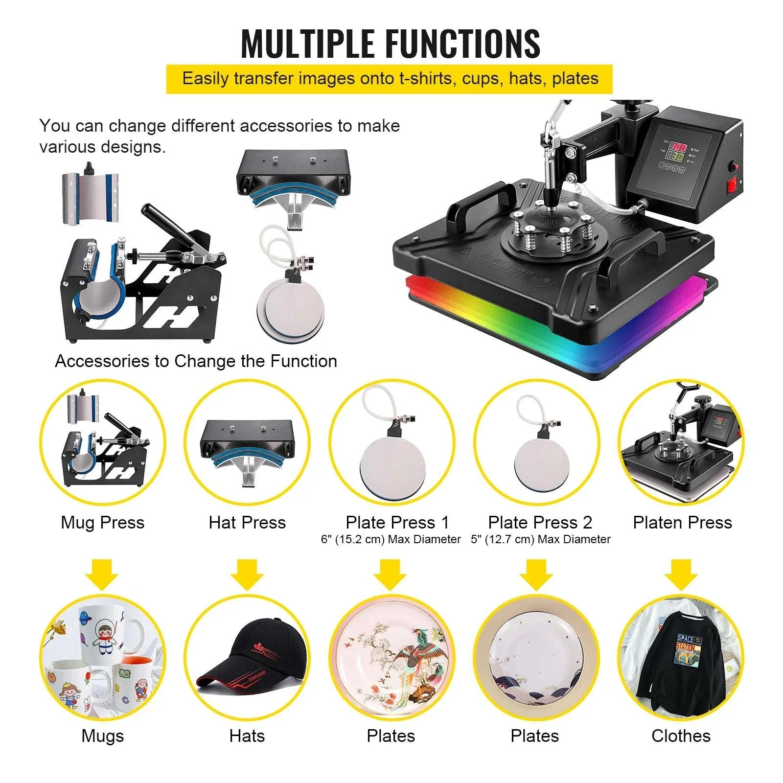 5–8 in 1 Heat Press Machine for T-Shirts, Mugs, Caps & Plates - Image 6