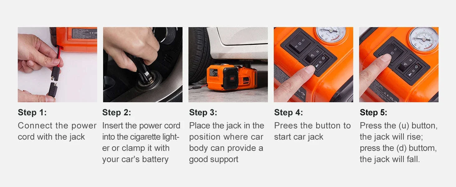 5-Ton Electric Car Jack with Built-In Inflator for Roadside Use - Image 13