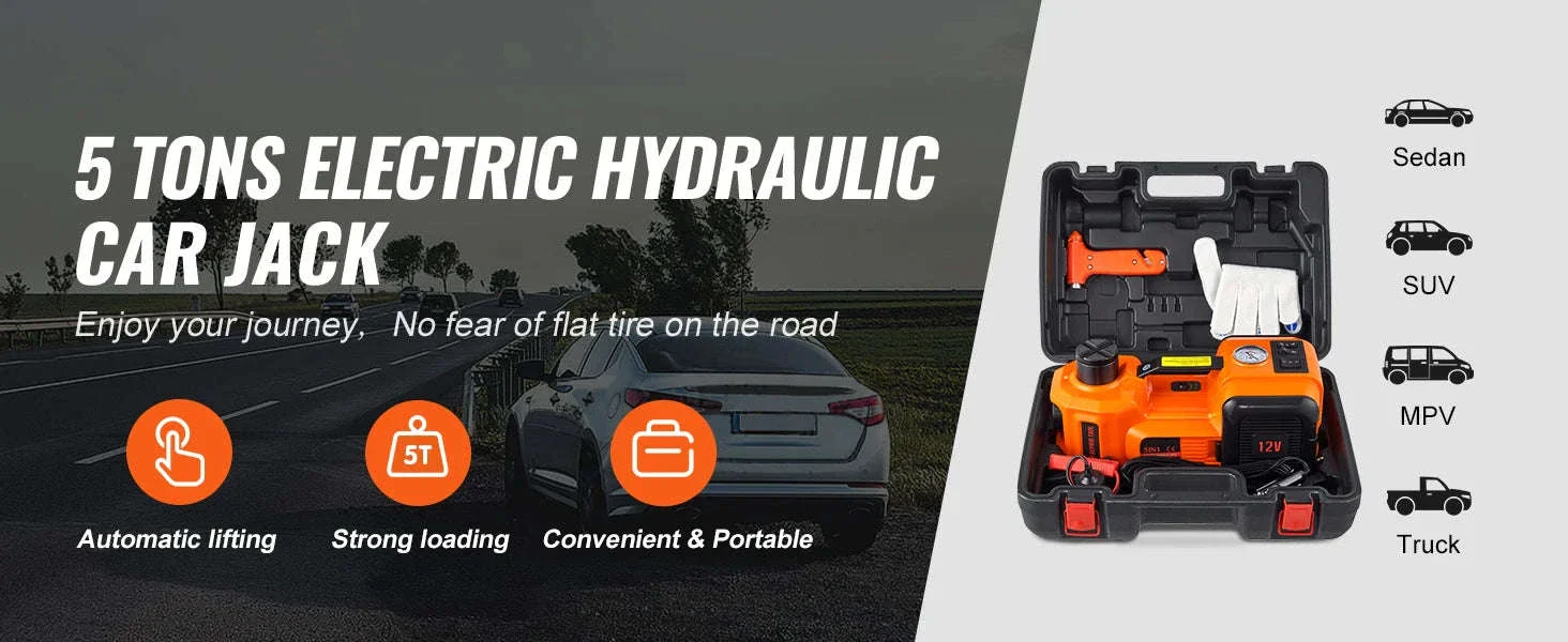 5-Ton Electric Car Jack with Built-In Inflator for Roadside Use - Image 8