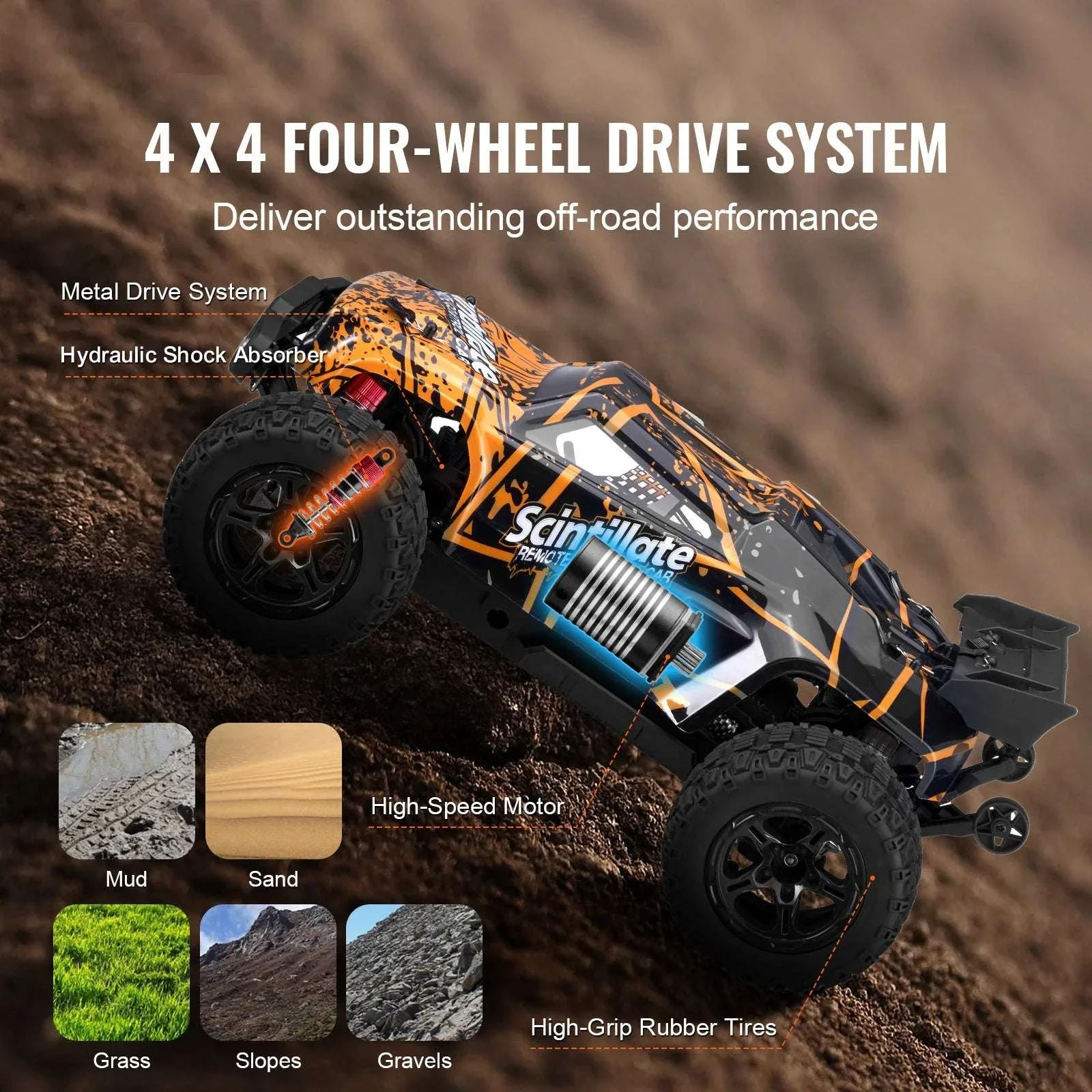 1:10 RC Off-Road Truck 50 km/h 4WD High-Speed All Terrain Car - Image 2