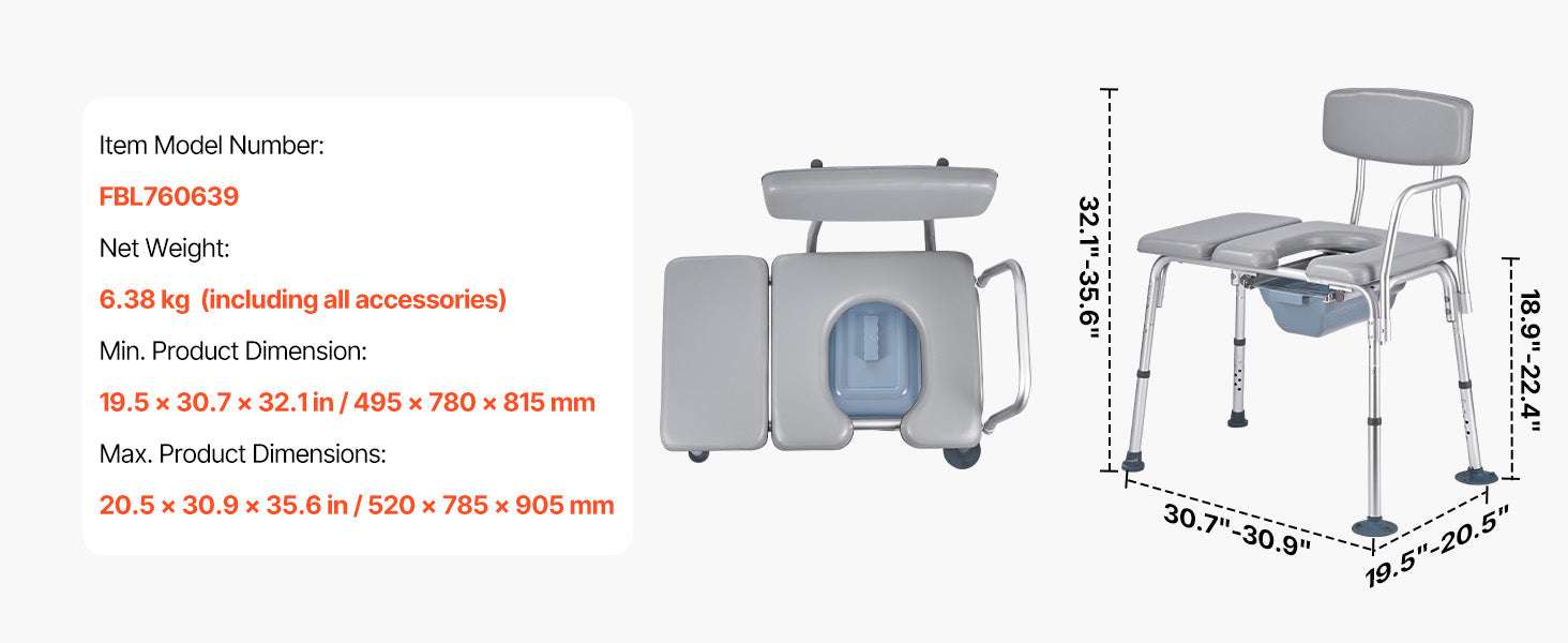 4-in-1 Bedside Commode Chair with Padded Seat, 500 lb Capacity - Image 13