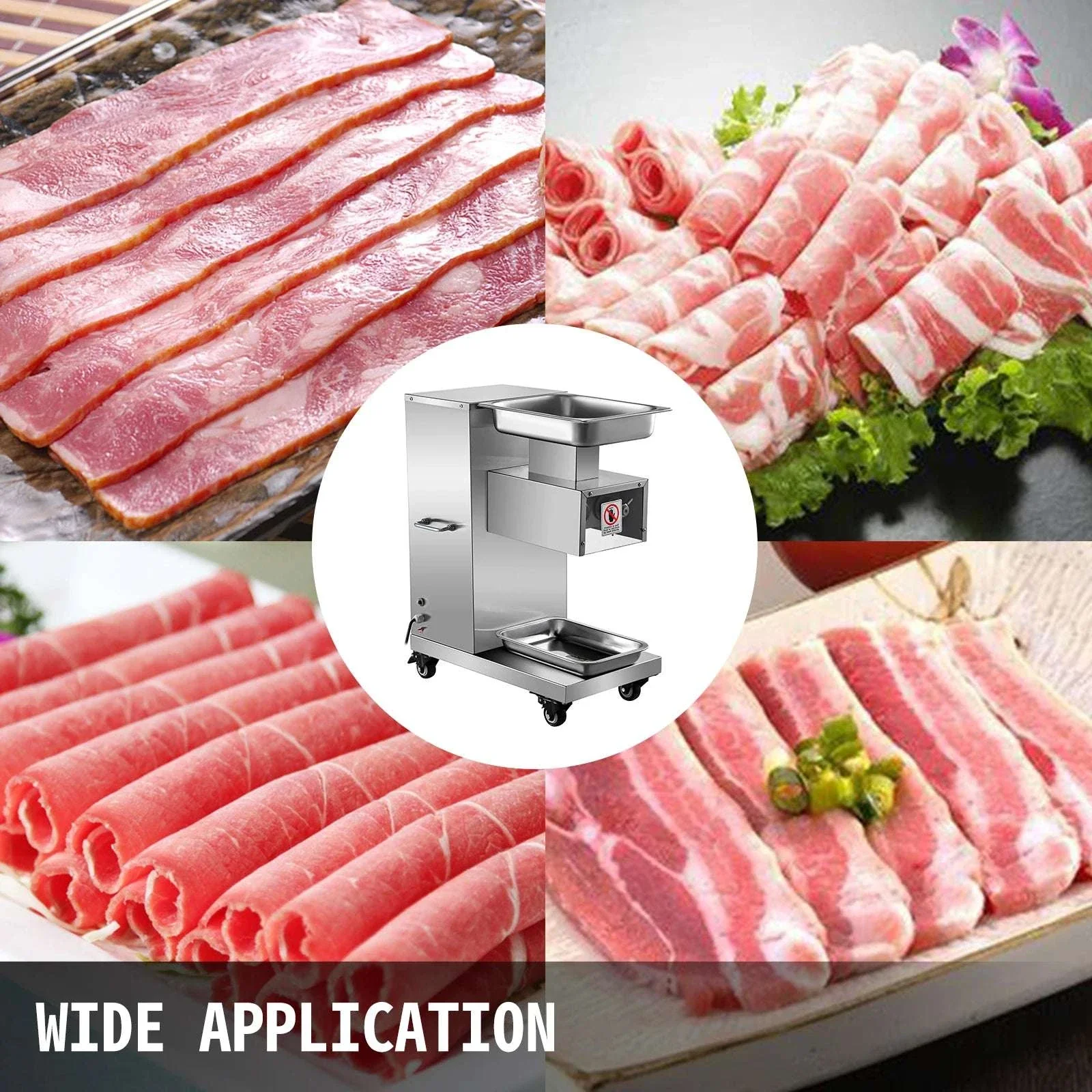 Electric Meat Slicer 750W 500kg/h Stainless Steel 3mm Cutter - Image 2