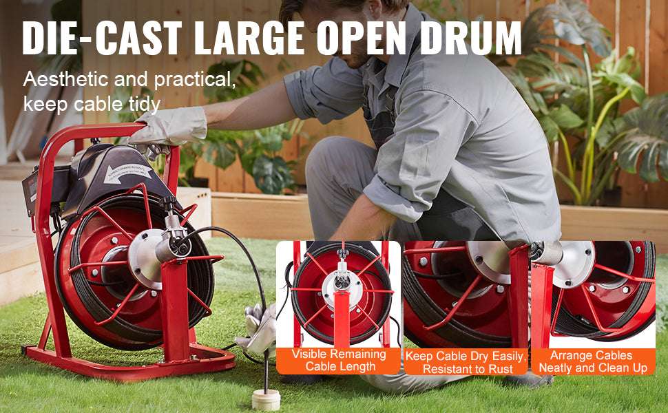 50FT Electric Drain Cleaner Machine Auto Feed Sewer Snake Auger - Image 10