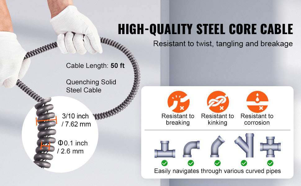 50FT Electric Drain Cleaner Machine Auto Feed Sewer Snake Auger - Image 9