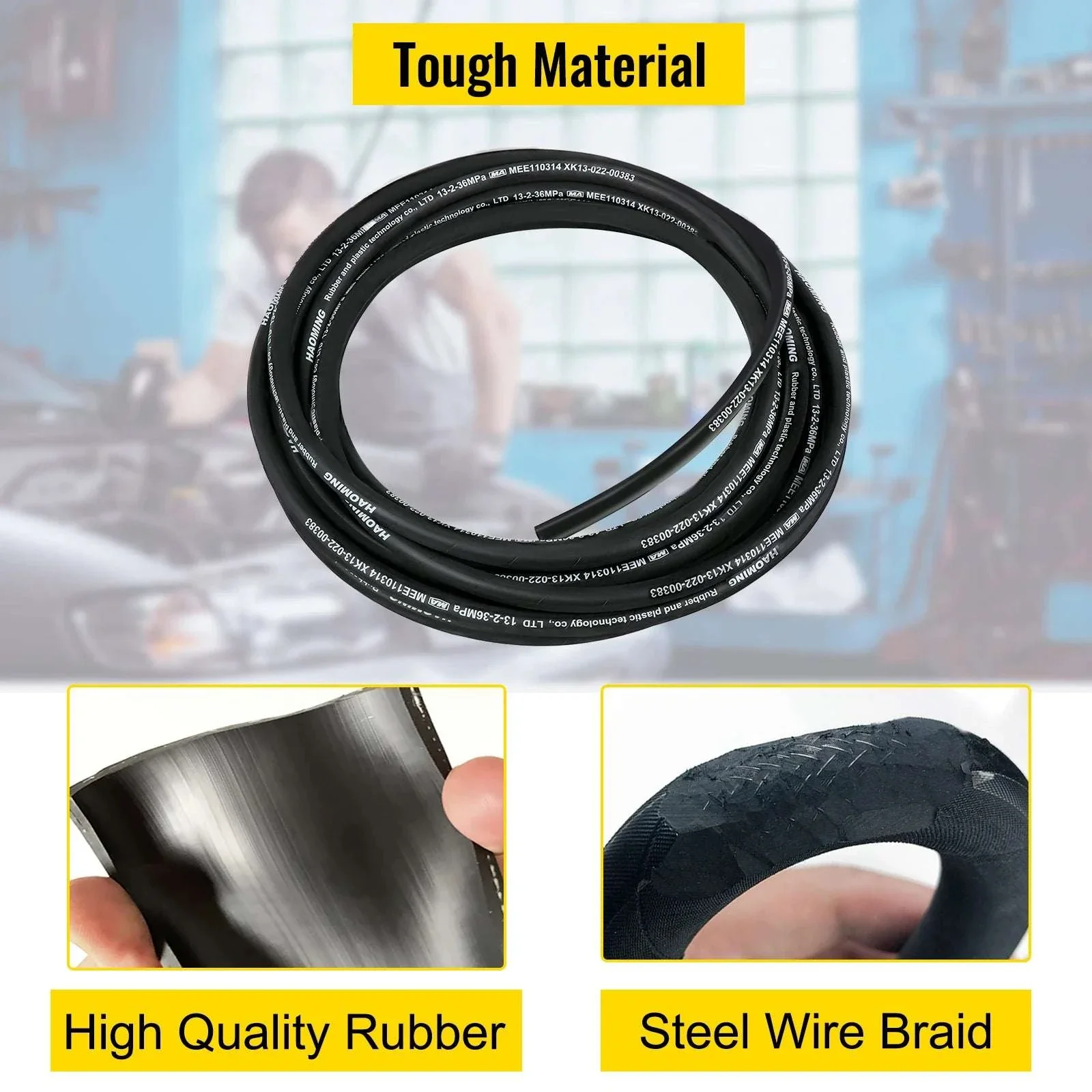 50 Ft High-Pressure Hydraulic Hose 5000 PSI Oil Line -40°F to 250°F - Image 4