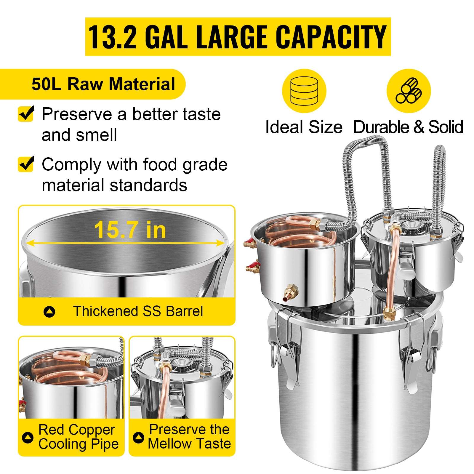 50L Alcohol Distiller Kit Stainless Steel with Copper Coil System - Image 10
