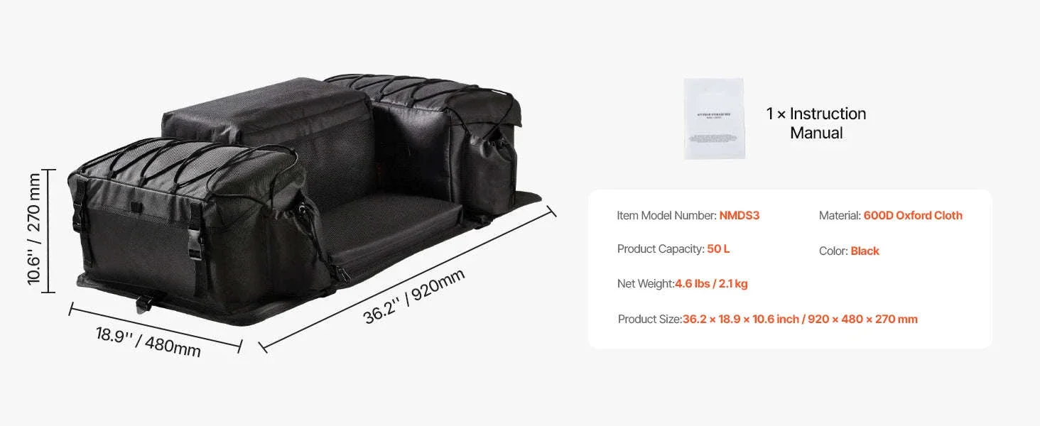 50L ATV Rear Storage Bag with Seat Cushion and Bottle Holder - Image 17