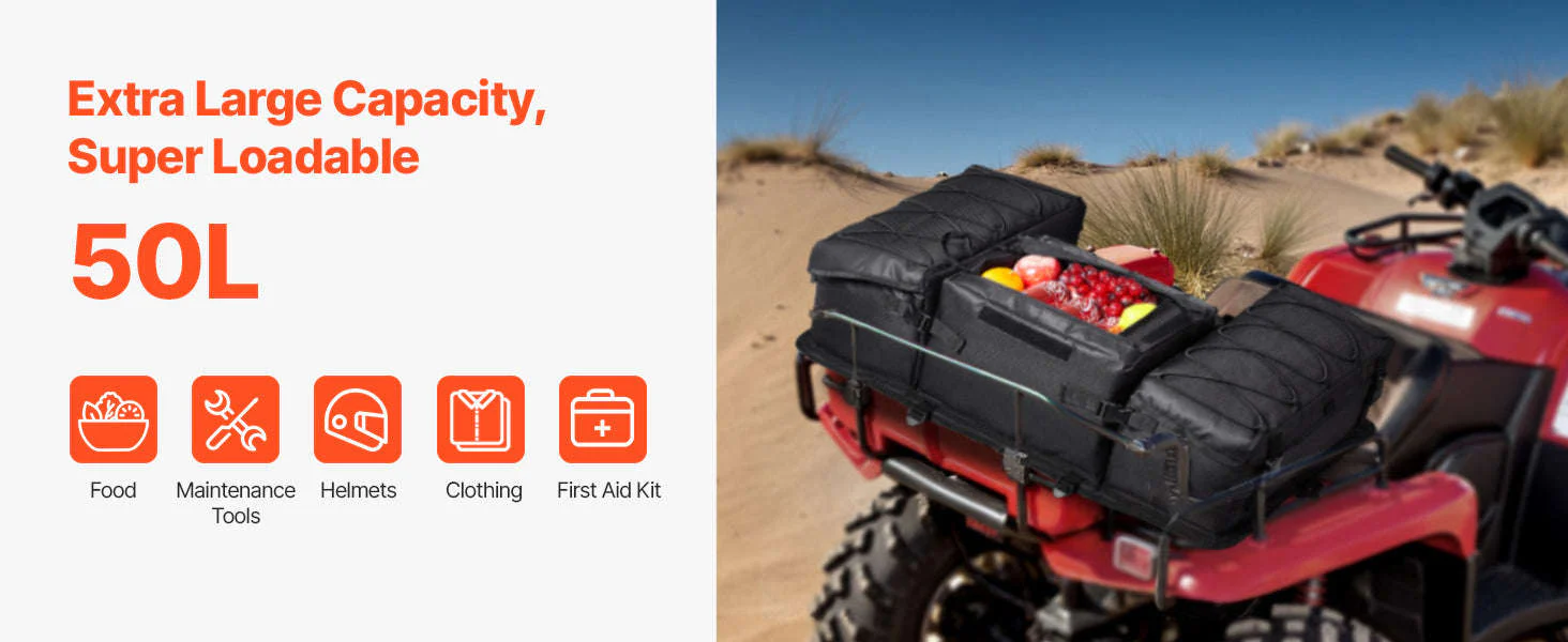 50L ATV Rear Storage Bag with Seat Cushion and Bottle Holder - Image 9
