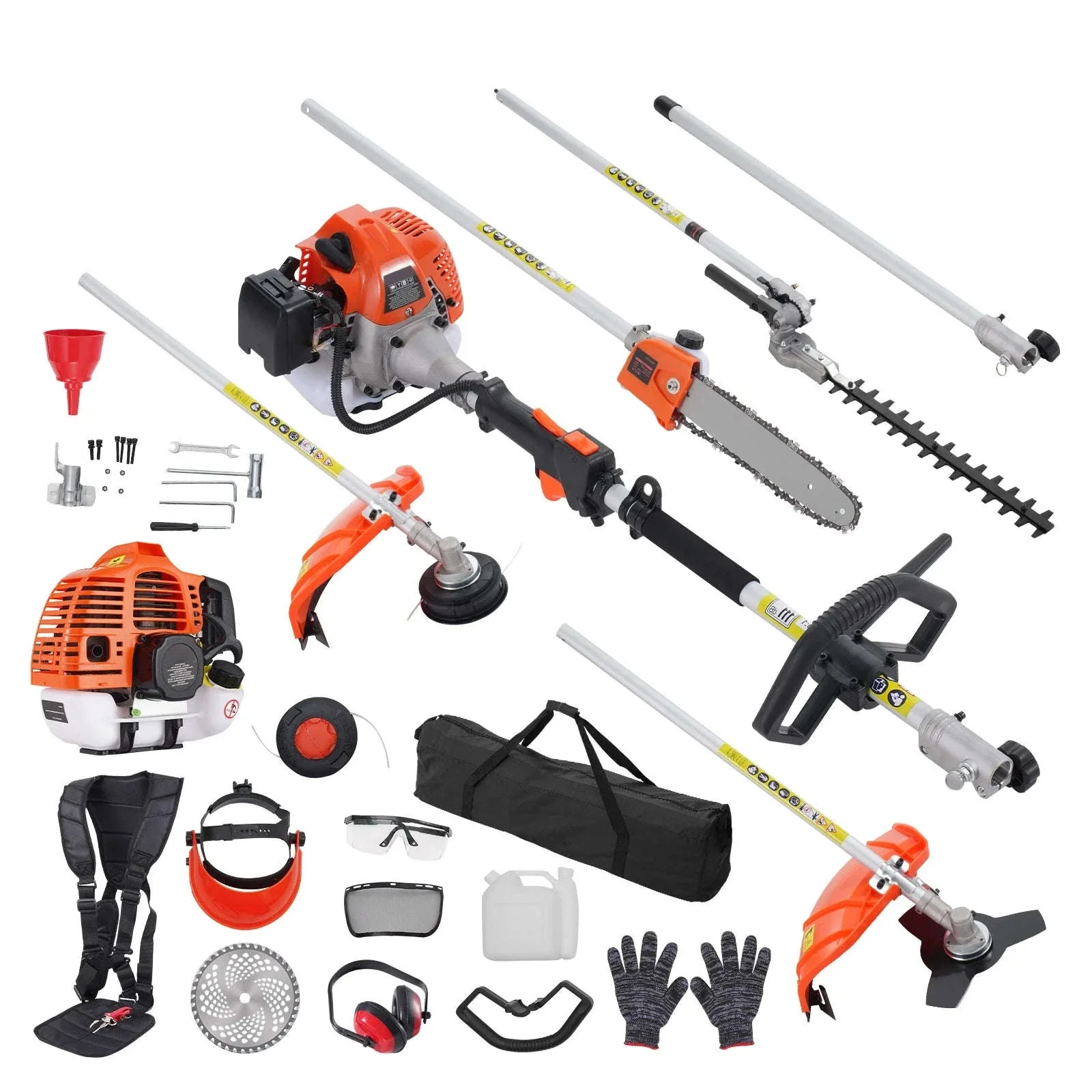 52CC 6-in-1 Gas Multi Tool Hedge Trimmer Brush Cutter Kit