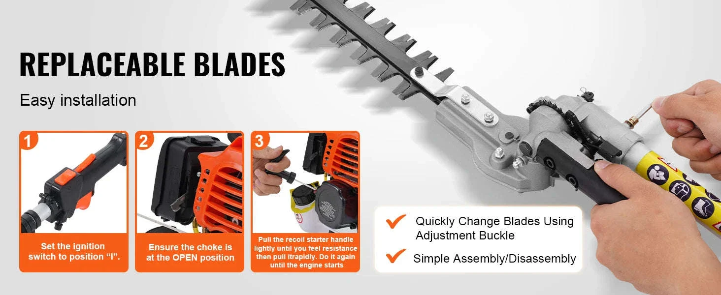 52CC 6-in-1 Gas Multi Tool Hedge Trimmer Brush Cutter Kit - Image 11
