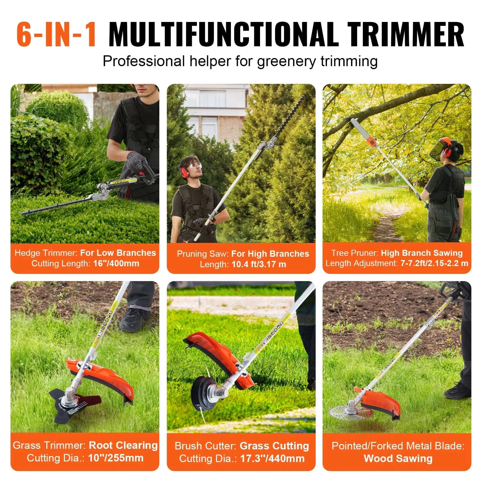 52CC 6-in-1 Gas Multi Tool Hedge Trimmer Brush Cutter Kit - Image 4