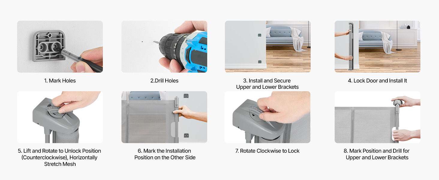 Retractable Baby Gate 34" Tall Extendable Mesh Safety Gate - Image 15