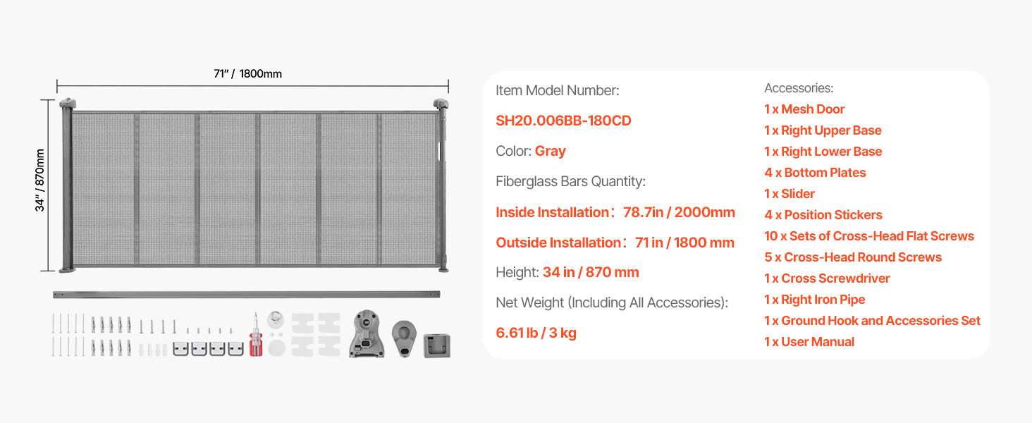 Retractable Baby Gate 34" Tall Extendable Mesh Safety Gate - Image 18