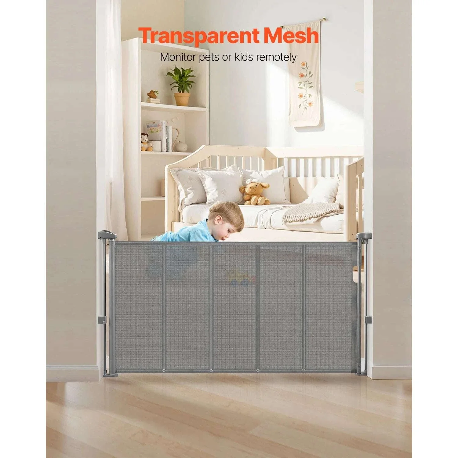 Retractable Baby Gate 34" Tall Extendable Mesh Safety Gate - Image 2