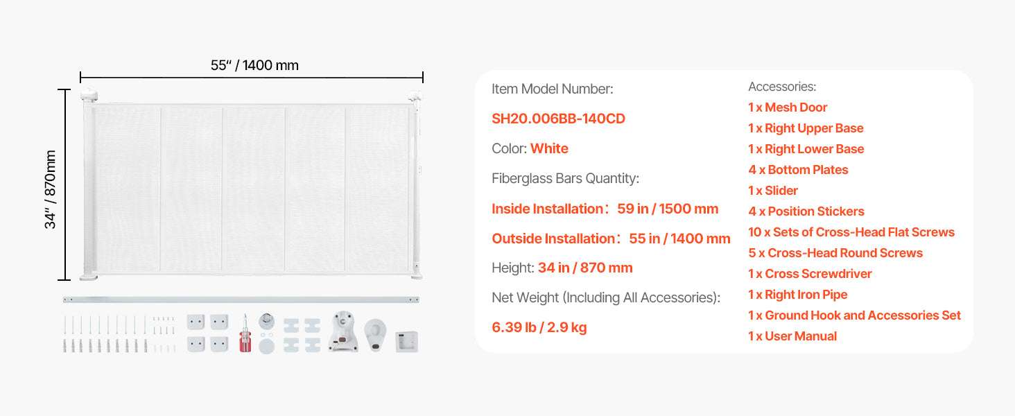 Retractable Baby Gate 34" Tall Extendable Mesh Safety Gate - Image 22