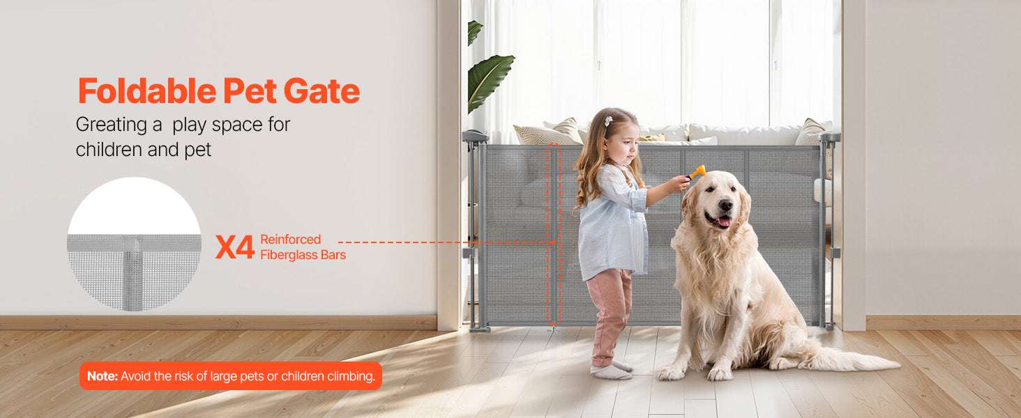 Retractable Baby Gate 34" Tall Extendable Mesh Safety Gate - Image 8