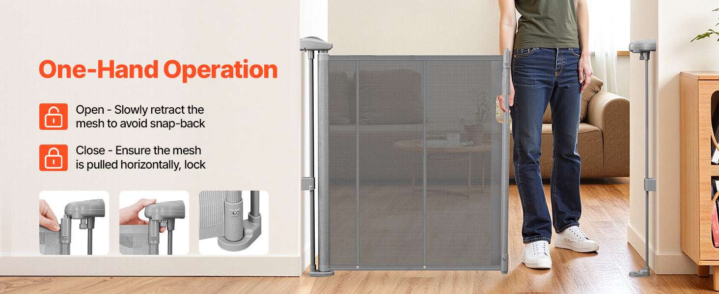 Retractable Baby Gate 34" Tall Extendable Mesh Safety Gate - Image 9