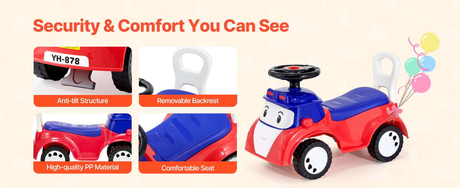 Toddler Ride-On Push Car with Music & Storage, 55 lb Capacity - Image 11