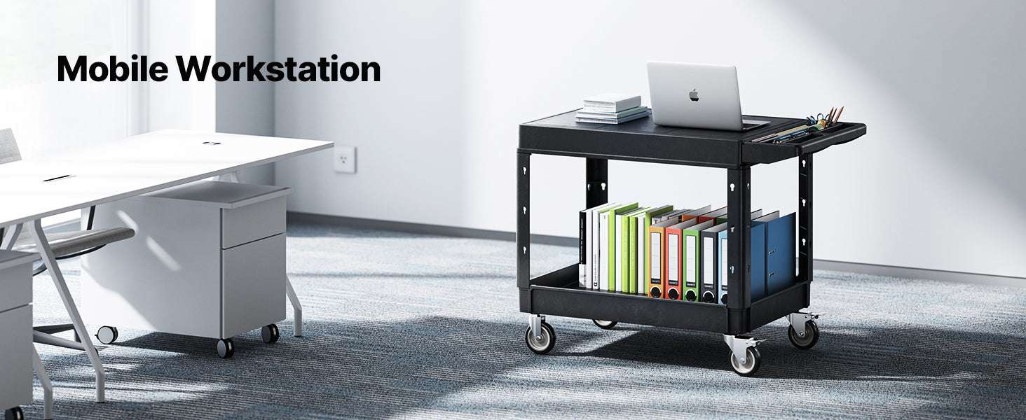 Heavy Duty 2-Tier Utility Cart with 550 lb Capacity & Swivel Wheels - Image 17