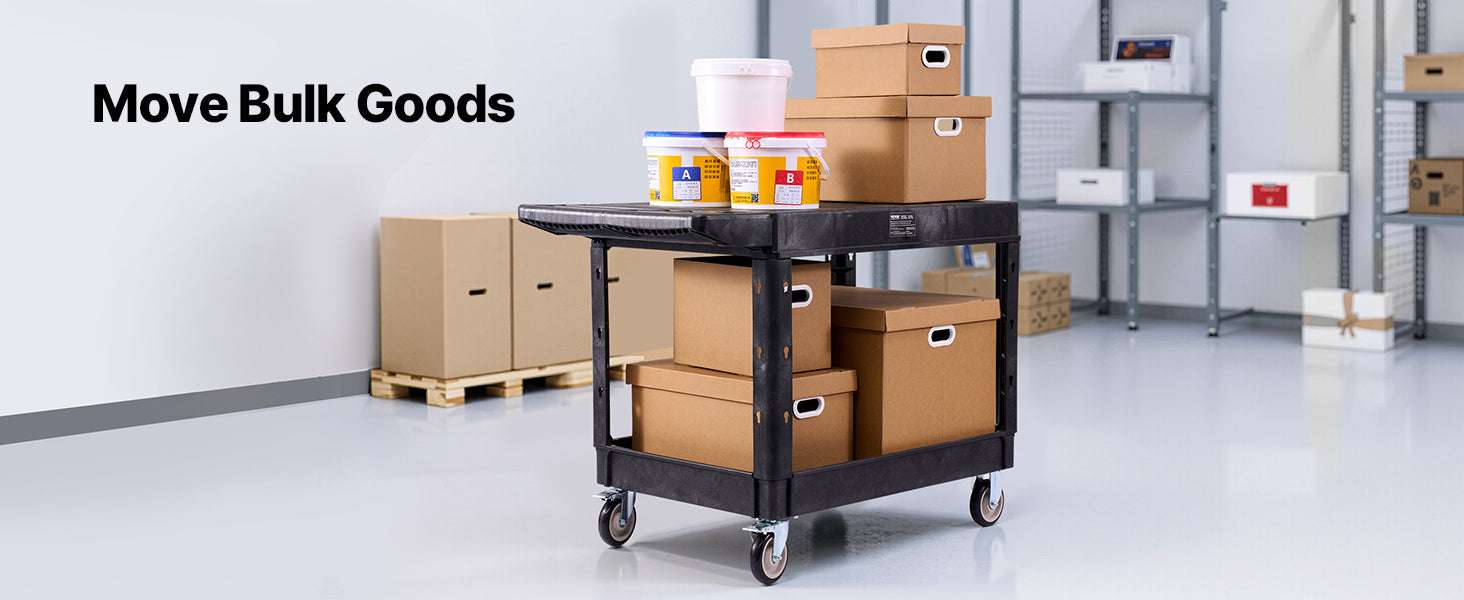 Heavy Duty 2-Tier Utility Cart with 550 lb Capacity & Swivel Wheels - Image 18