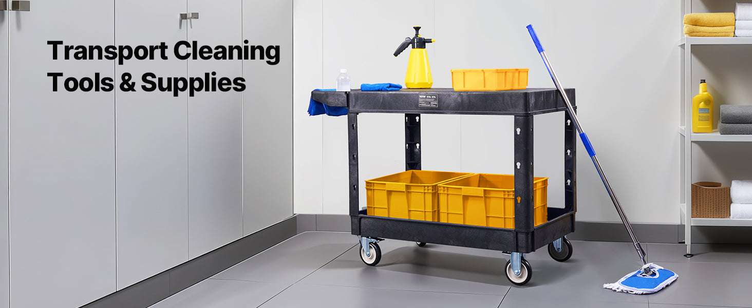 Heavy Duty 2-Tier Utility Cart with 550 lb Capacity & Swivel Wheels - Image 19