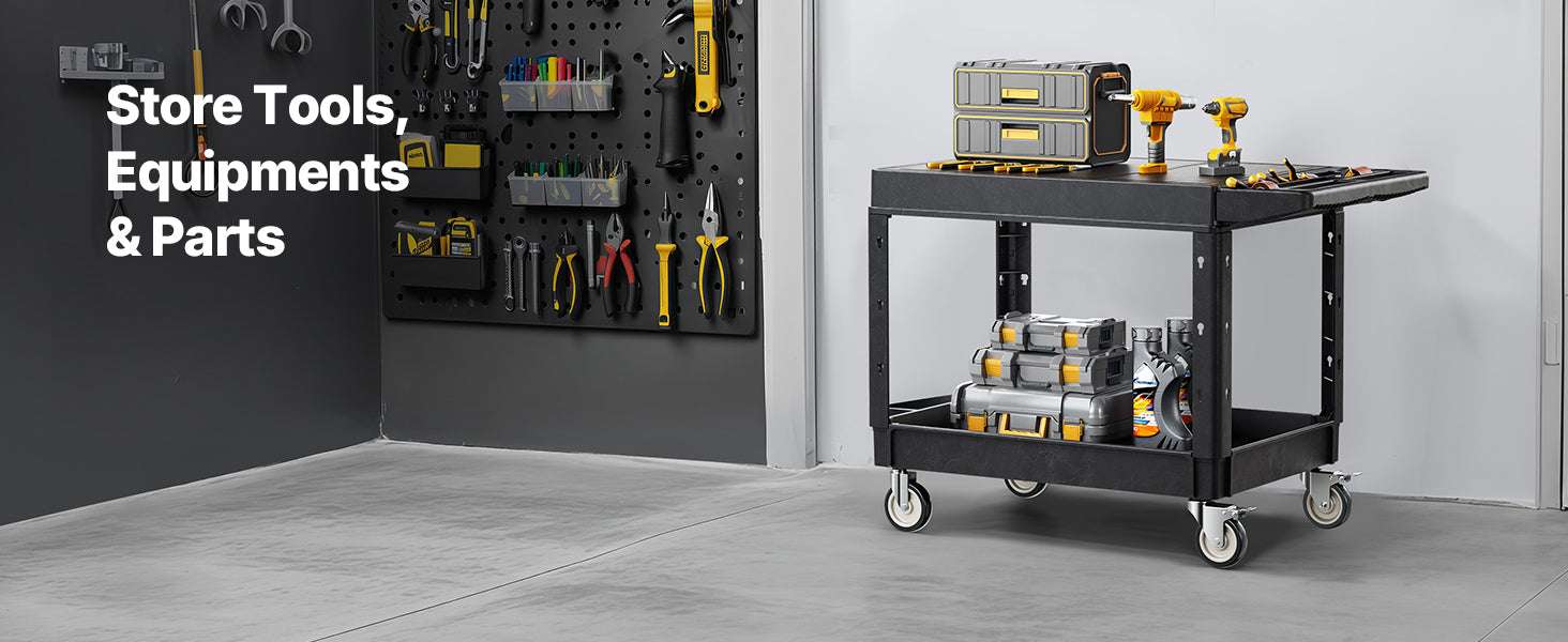 Heavy Duty 2-Tier Utility Cart with 550 lb Capacity & Swivel Wheels - Image 20