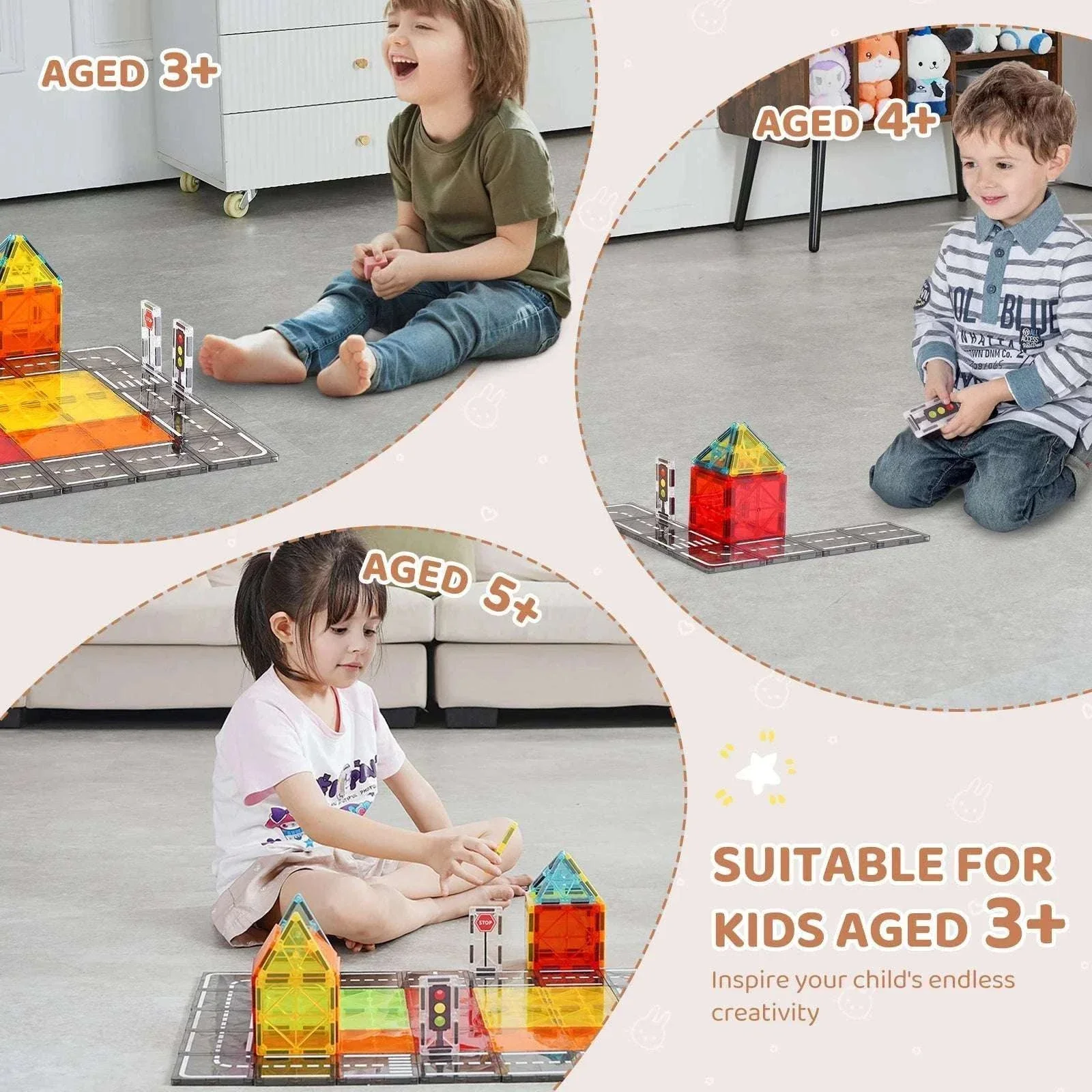 56-Piece Magnetic Tiles Building Set for Creative Kids Ages 4–6 - Image 4