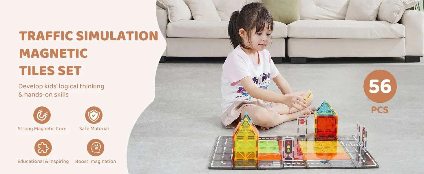 56-Piece Magnetic Tiles Building Set for Creative Kids Ages 4–6 - Image 8