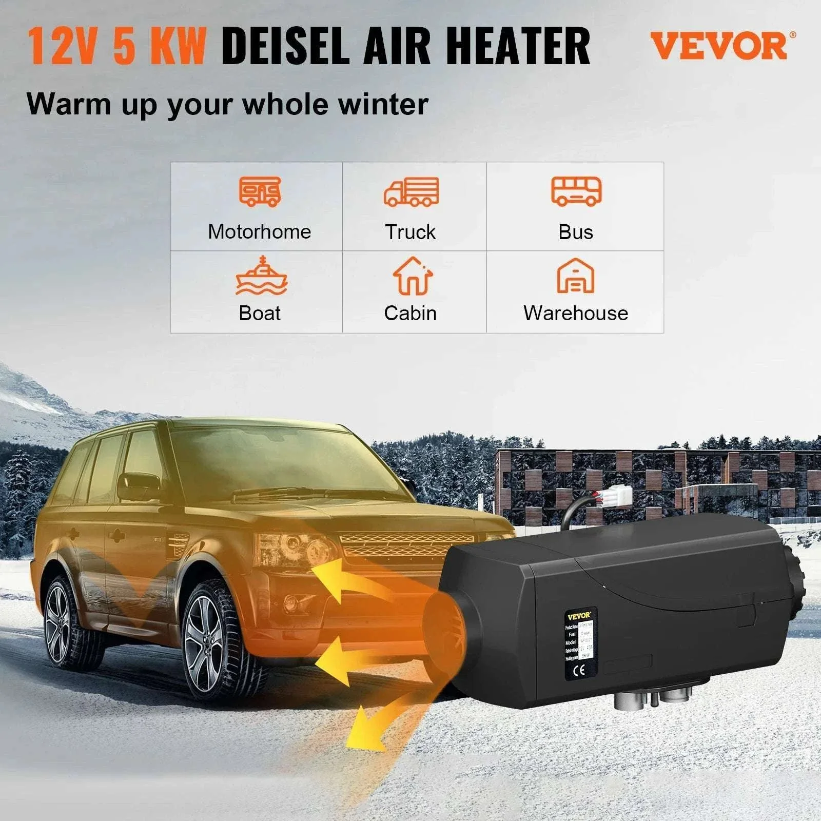 5KW 12V Diesel Air Heater with LCD & Remote for RV Truck Boat - Image 2