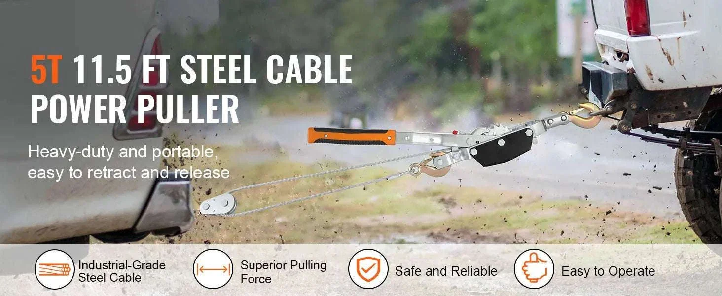 5 Ton Come Along Winch with 11.5ft Steel Cable Power Puller - Image 8