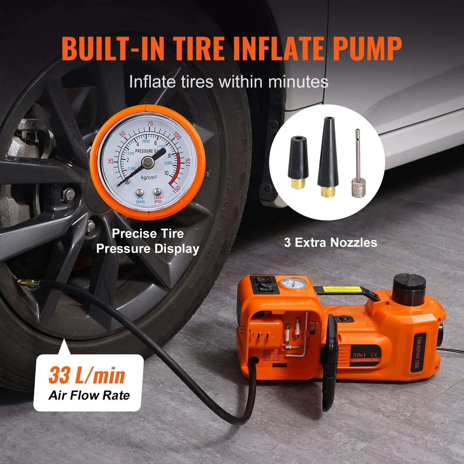 5T Electric Car Jack Kit with Impact Wrench & Tire Inflator Pump - Image 5