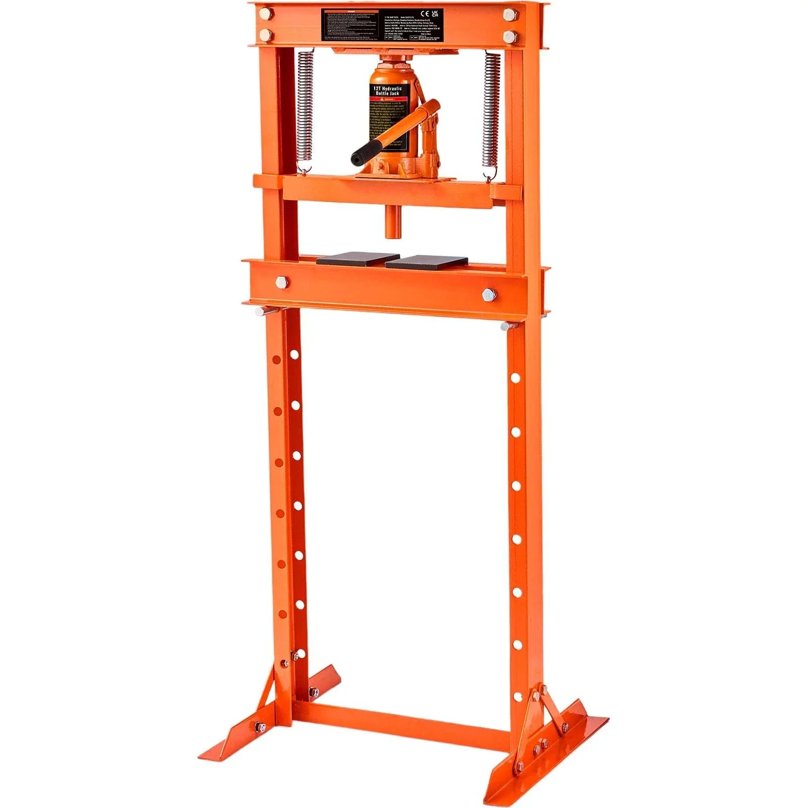 12 Ton Hydraulic H-Frame Shop Press with Adjustable Height Plates