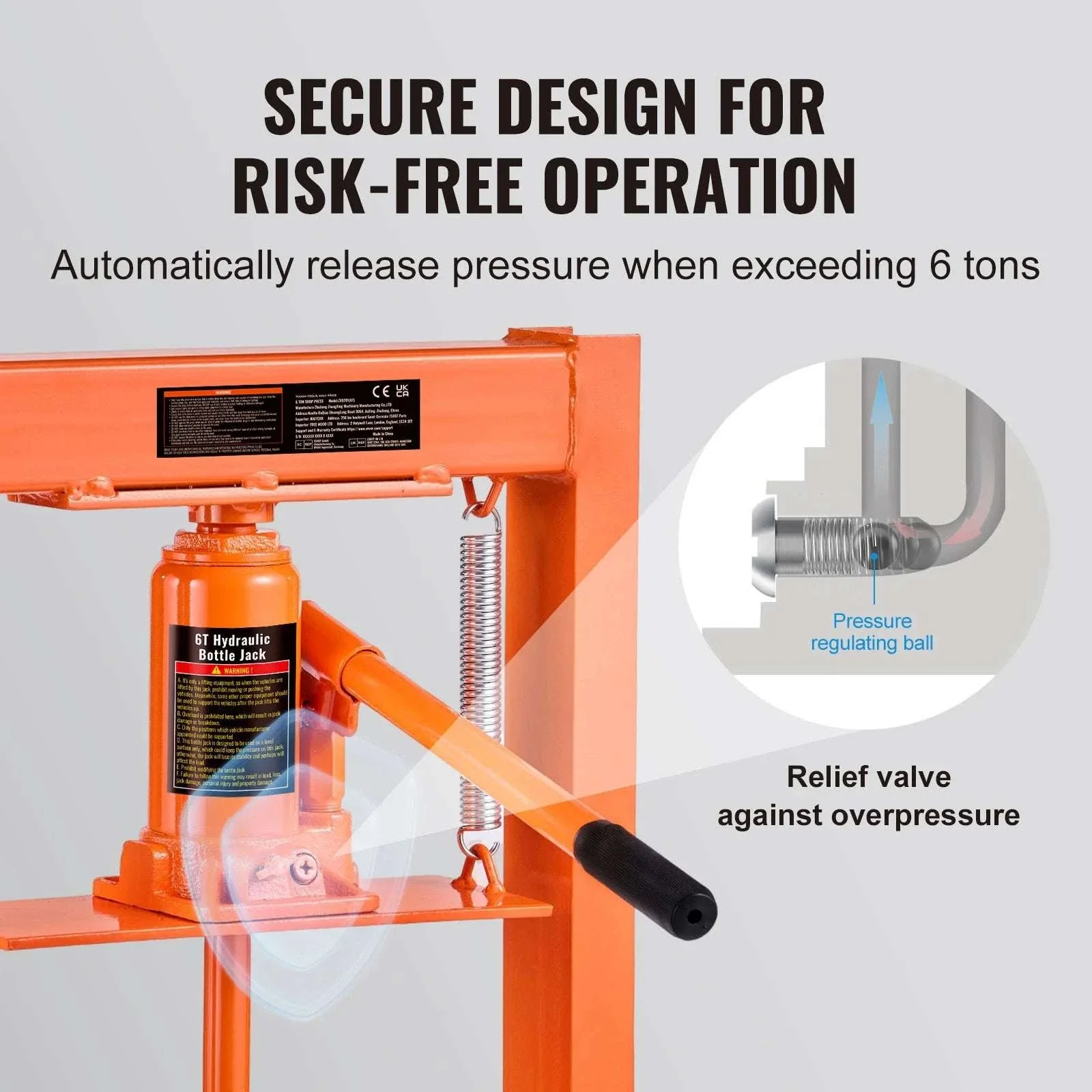 12 Ton Hydraulic H-Frame Shop Press with Adjustable Height Plates - Image 3