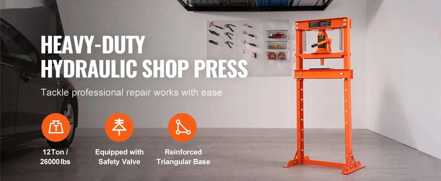 12 Ton Hydraulic H-Frame Shop Press with Adjustable Height Plates - Image 8