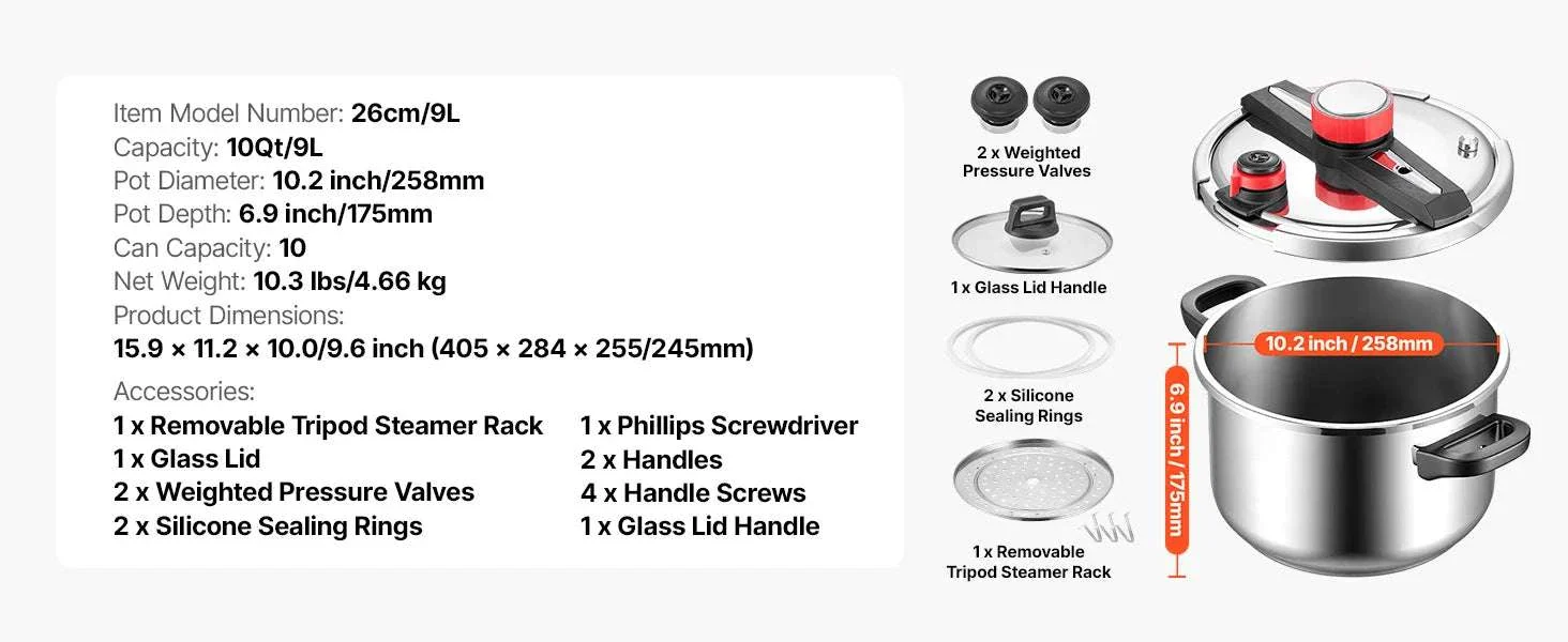 Stainless Steel Pressure Cooker 6.3–12Qt with 3 Pressure Levels - Image 15