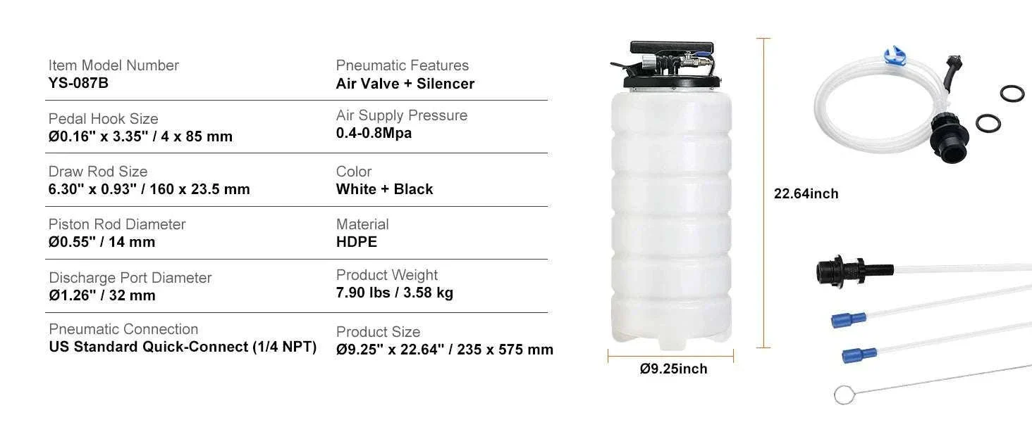 Pneumatic Fluid Extractor 6.5L/15L Oil Changer Pump with Hoses - Image 13