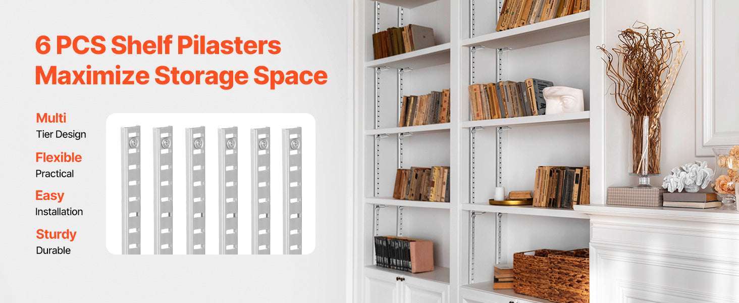 Adjustable Shelf Bracket Pilaster System with Screws for Wall Storage - Image 8